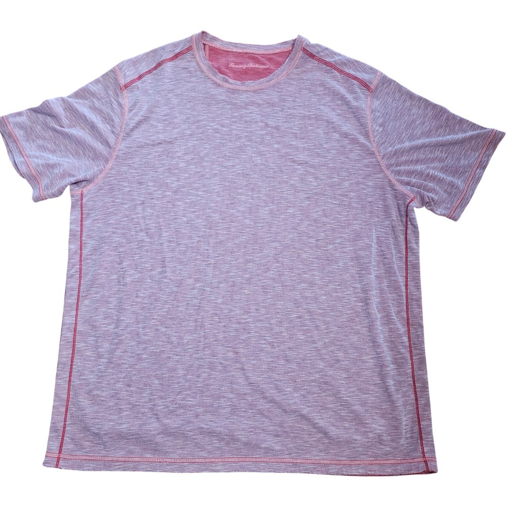 Tommy Bahama Mens Red White Space Dye Short Sleeve T-Shirt Marlin Logo XL